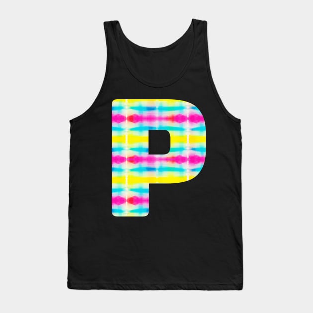 Tie Dye Alphabet P (Uppercase letter p), Letter P Tank Top by maro_00